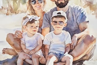 custom watercolor family portrait