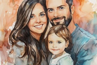 custom watercolor family portrait
