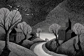 draw handmade linocut style artwork