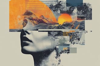 design abstract digital collage art, photo collage,