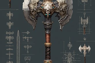 draw your weapon concept art in awesome details