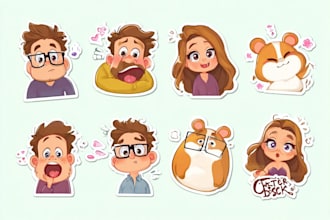 create cartoon sticker, emoji, emoticon and characters