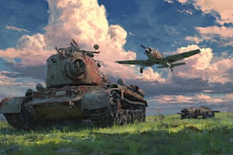 draw tanks, airplane, aircraft, vehicle military art