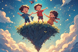 draw original children book illustration and book cover