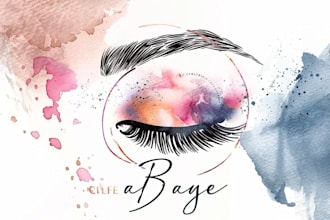 design watercolor signature eyelash and beauty salon logo