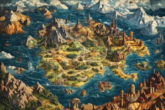 draw detailed hand drawn fantasy map battle map