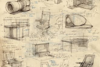 create professional hand sketched product design concepts