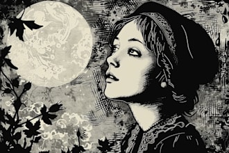 draw artwork illustration with vintage engraving style