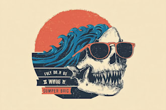 do beach skull summer shark vintage logo