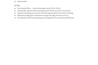 write a professional hospitality resume and CV