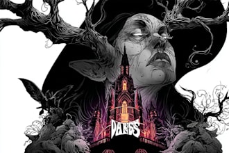 draw horror and gothic line art illustrations