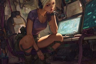 design cyberpunk science fiction city, game art illustration