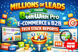 provide unlimited ecommerce or tech stack leads using builtwith pro, b2b reports