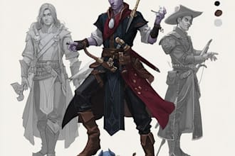 draw your dnd rpg character or party illustration art