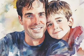 custom watercolor family portrait from photo
