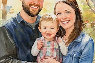 create a watercolor family portrait