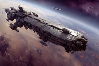 create sci fi spaceship art illustration for you