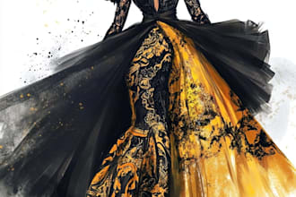 draw a fashion or editorial illustration, sketch,