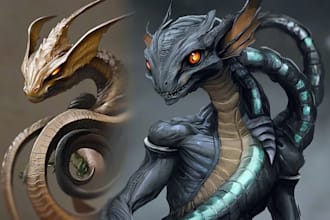 draw a fantasy creature, monster, alien in my style