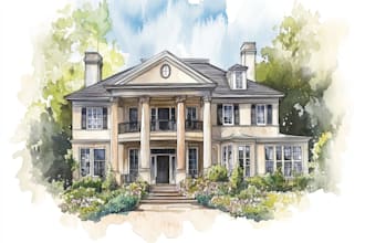 watercolor a house portrait