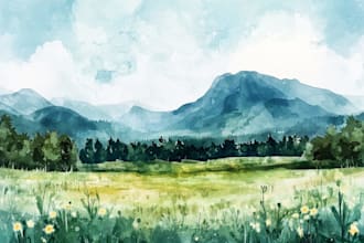 draw a watercolor landscape illustration