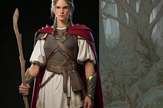 create epic fantasy dnd character art, rpg hero illustration