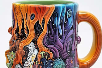 do coffee mug design in unique style