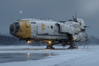 design futuristic spaceship and spacecraft illustration