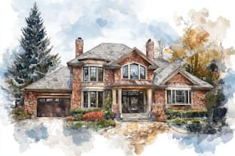watercolor a house portrait