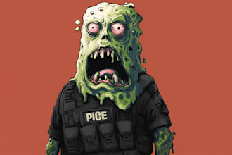 create vintage fantasy horror fun cartoon character