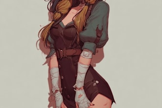 draw an anime character illustration for commercial use