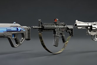 create detailed 3d weapon and gun models for games and rendering