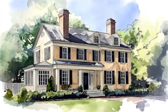 paint watercolor house portrait