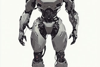 draw high quality robot, mecha concepts
