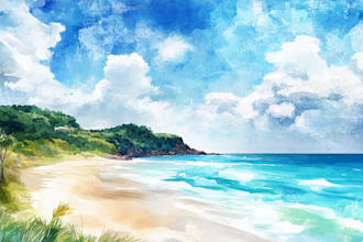 illustrate a watercolor landscape illustration