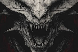 create dark art illustrations for a band or brand