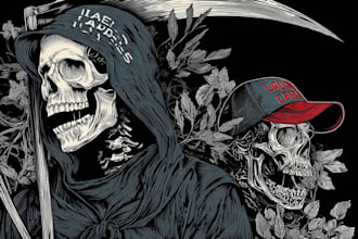 create a skull, skeleton or grim reaper illustration