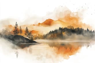 illustrate a watercolor landscape illustration