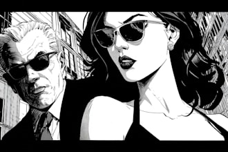 create dynamic action comic book cover