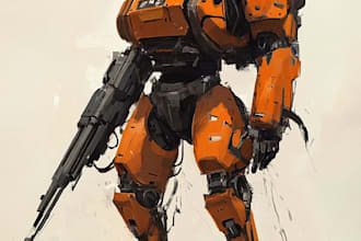 draw your mecha robot fanart or original in digital artwork