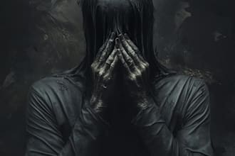 create dark fantasy character art, demon, gothic, or horror character design