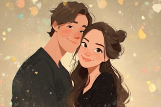 draw a custom couple portrait for anniversary or gift