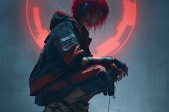 draw cyberpunk art illustration for you
