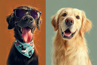 draw a cute cartoon portrait of your pet dog