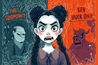 create funny horror illustrations with spooky vibes