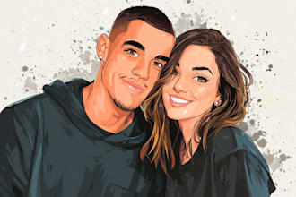 create a beautiful custom couple portrait