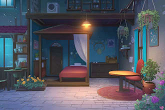 draw background for vtuber assets, visual novel, scene, wallpaper, environtment