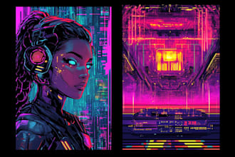 create t shirt illustration cyberpunk style