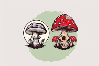 design retro cartoon mushroom logo