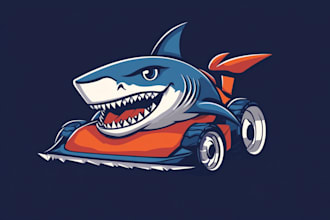 design remote controlled lawnmower sharks head logo